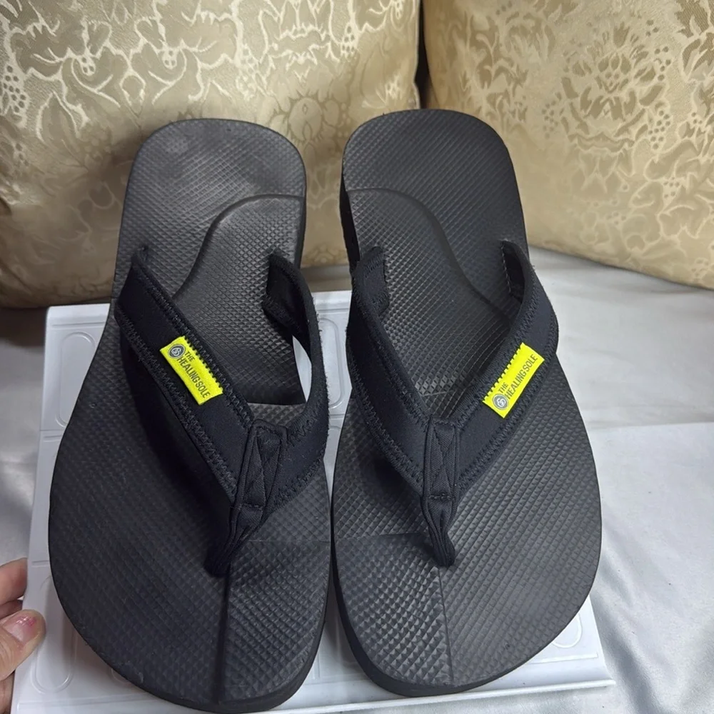 (S2)‎ The Healing Sole- Black For Plantar Fasciitis Men's Size 12.5 Flip Flops